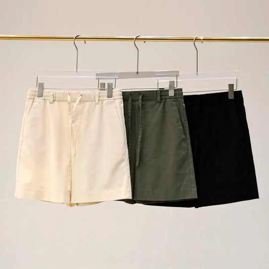 Men's New Fashion Joker Casual Thin Cotton and Linen Shorts Elastic Waist Shorts Straight Loose Pants.