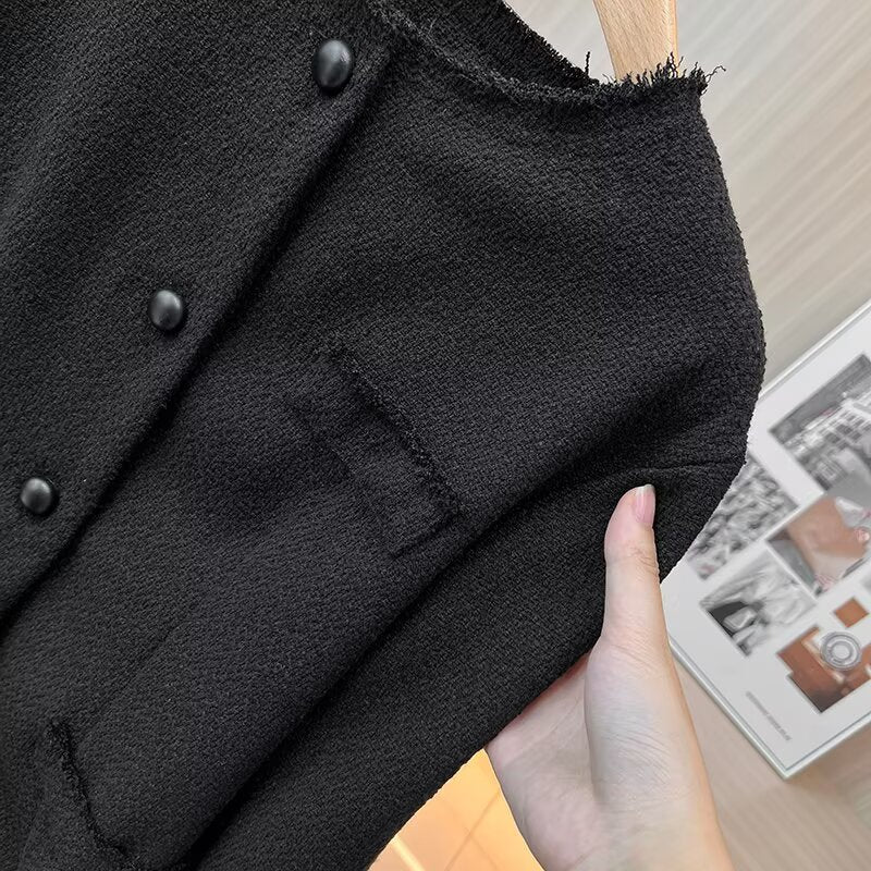 Women's new fashion short single breasted O Neck wool blend Coat