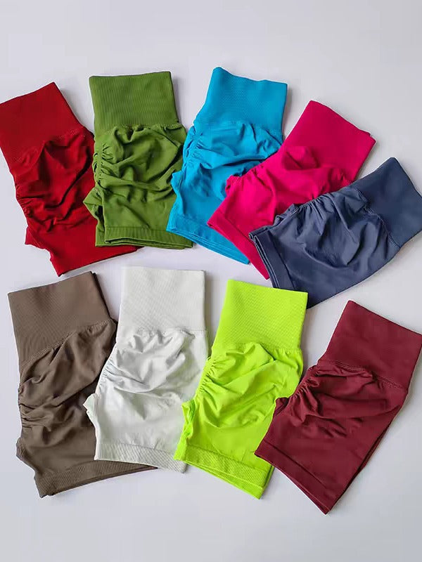 Women's new casual high waist hip running training quick-drying running training shorts.