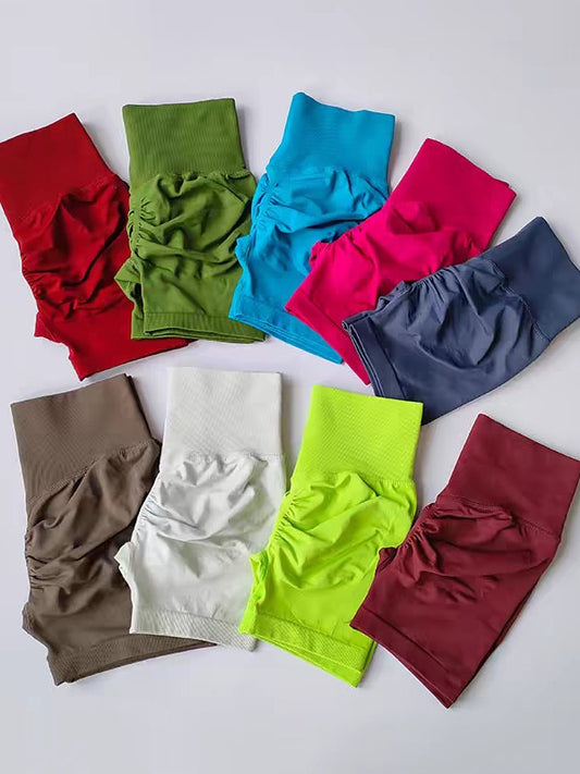 Women's new casual high waist hip running training quick-drying running training shorts.