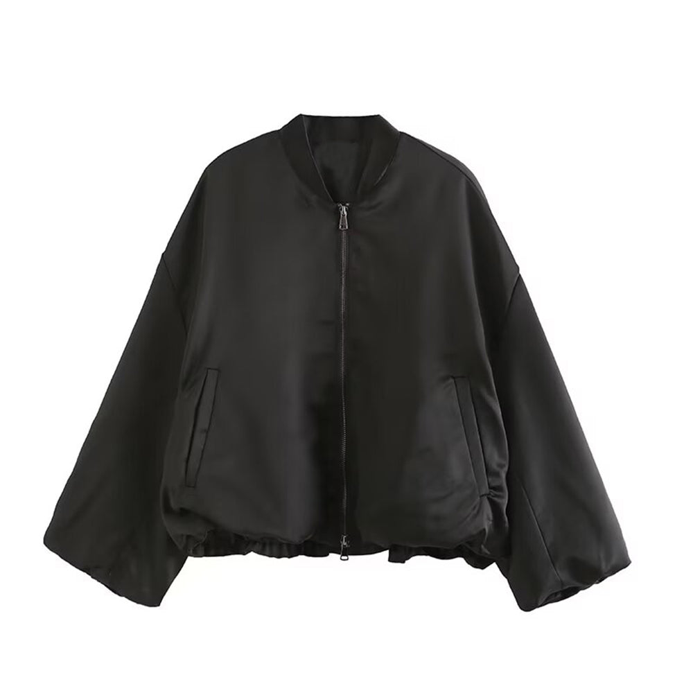 Women's casual short puffy sleeve pilot jacket Coat