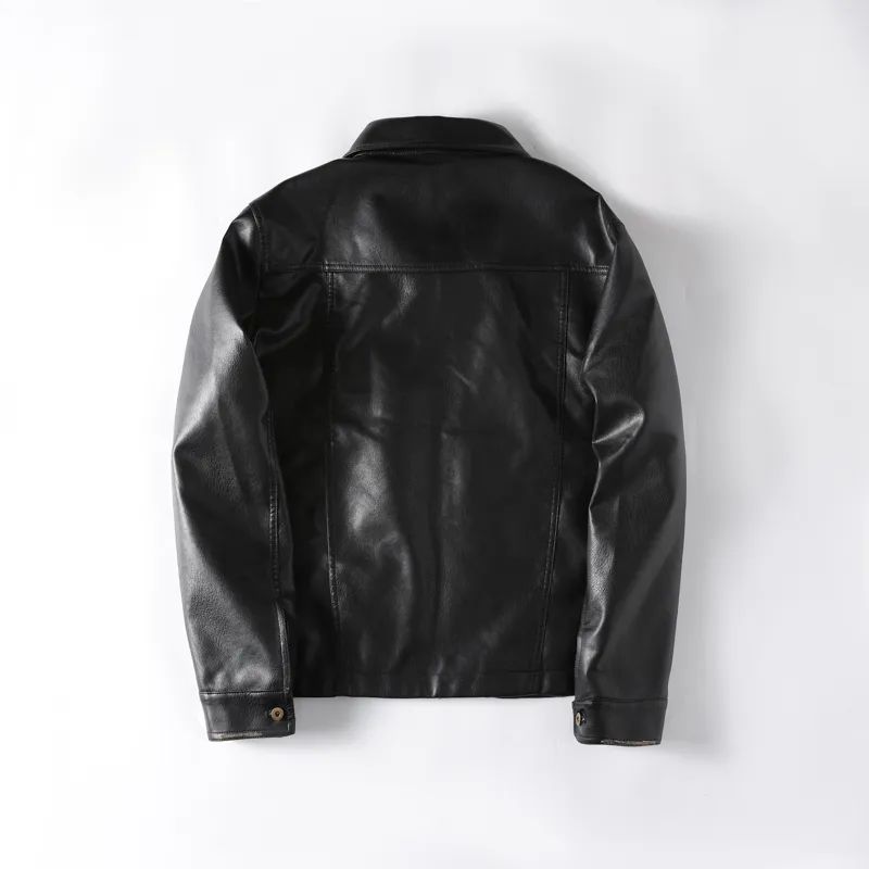 Men's New Fashion Casual Joker PU Short Leather Lapel Leather Jacket New Motorcycle Jacket Jacket