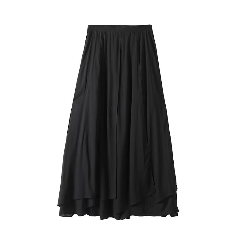 Women's new chic fashion vacation style irregular hem MIDI skirt