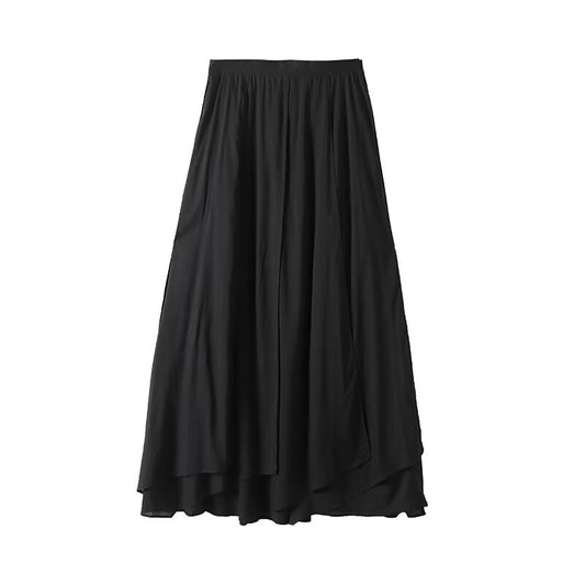 Women's new chic fashion vacation style irregular hem MIDI skirt