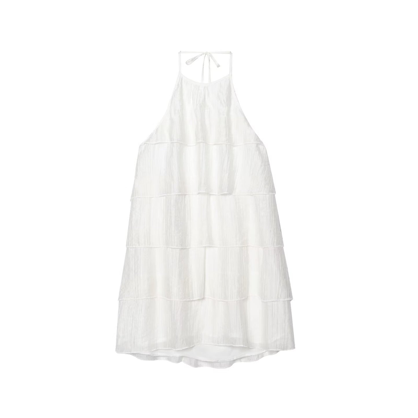 Women's chic fashion layered decoration hanging neck mini dress