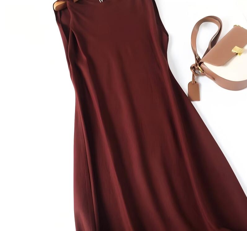 Women's new Fashion Knot Neck Design Comfortable Sleeveless Midi Dress