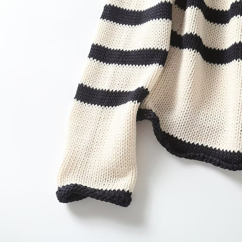 Women's new comfortable casual striped knitted sweater