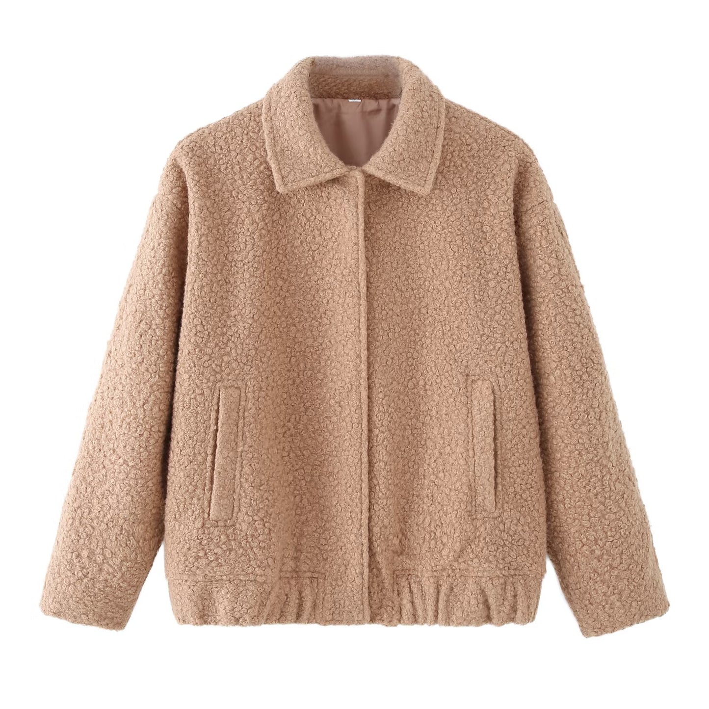Women's loose Lapel casual woolen blend coat