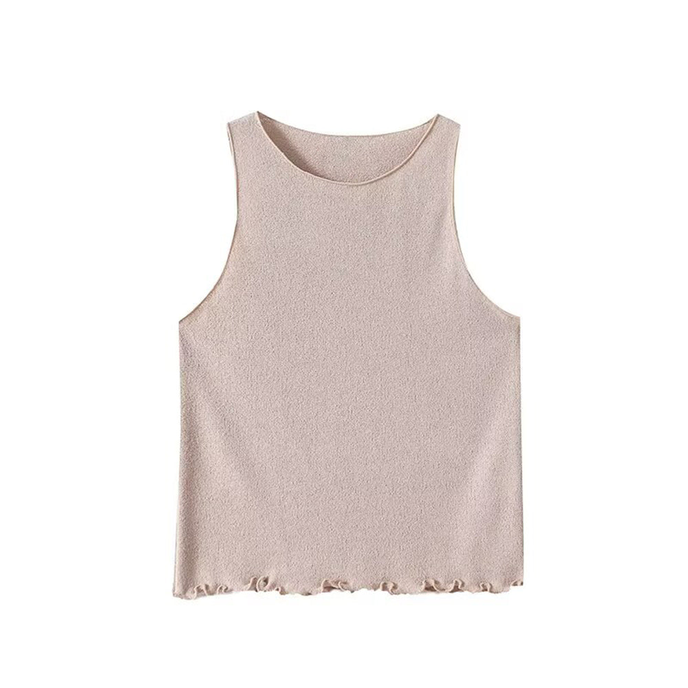 Women's 2025 Fashion O-Neck I-shaped Vest style Sleeveless Knitted T-shirt