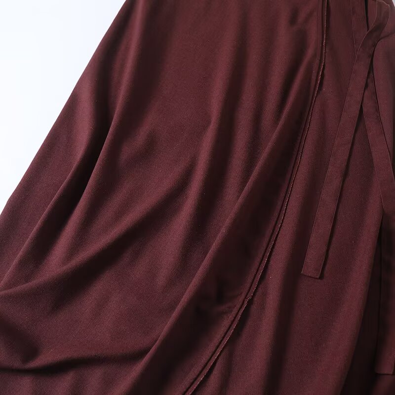 Women's New Fashion ribbon Buckle Details sarong MIDI skirt