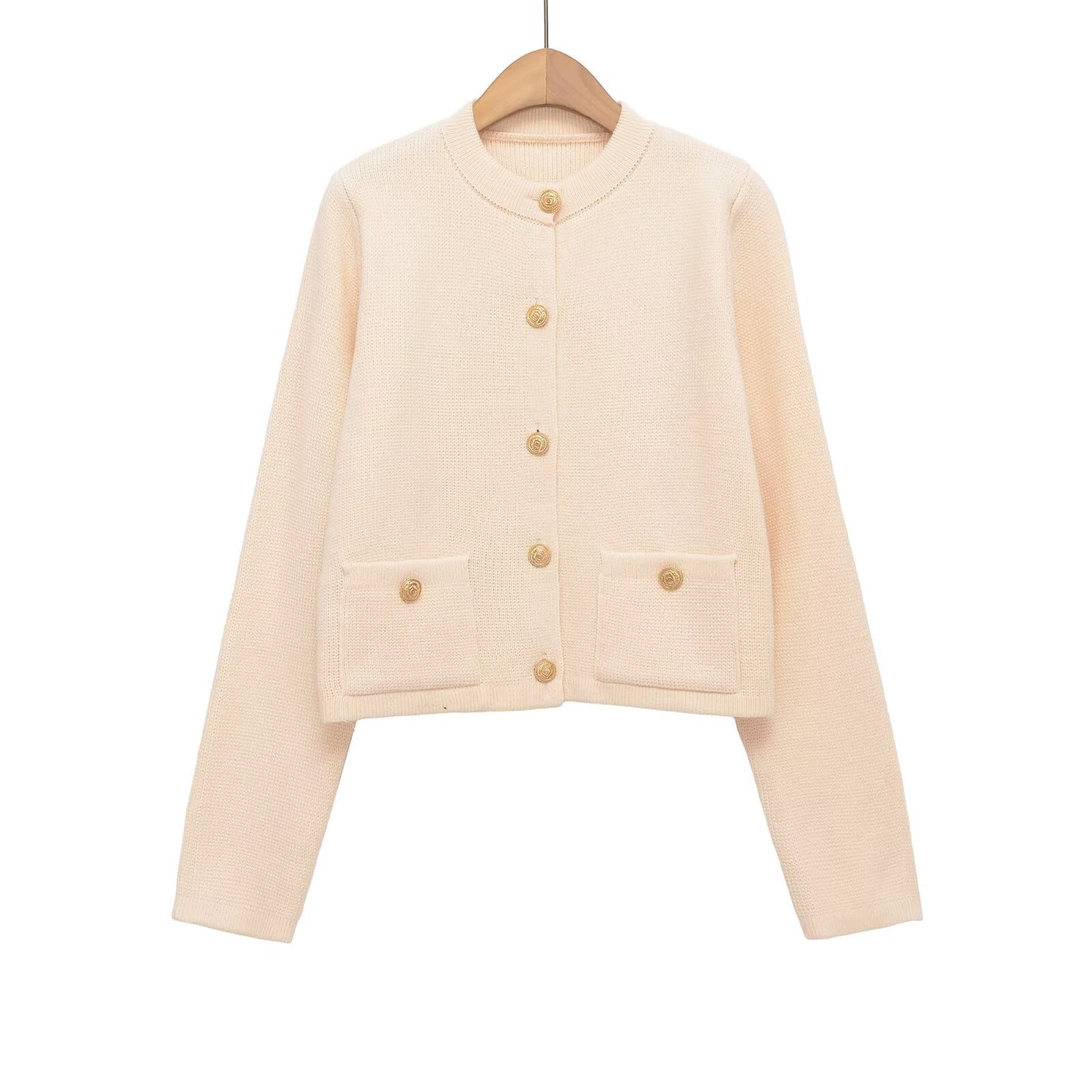 Women's O Neck long sleeved elastic knitted Coat