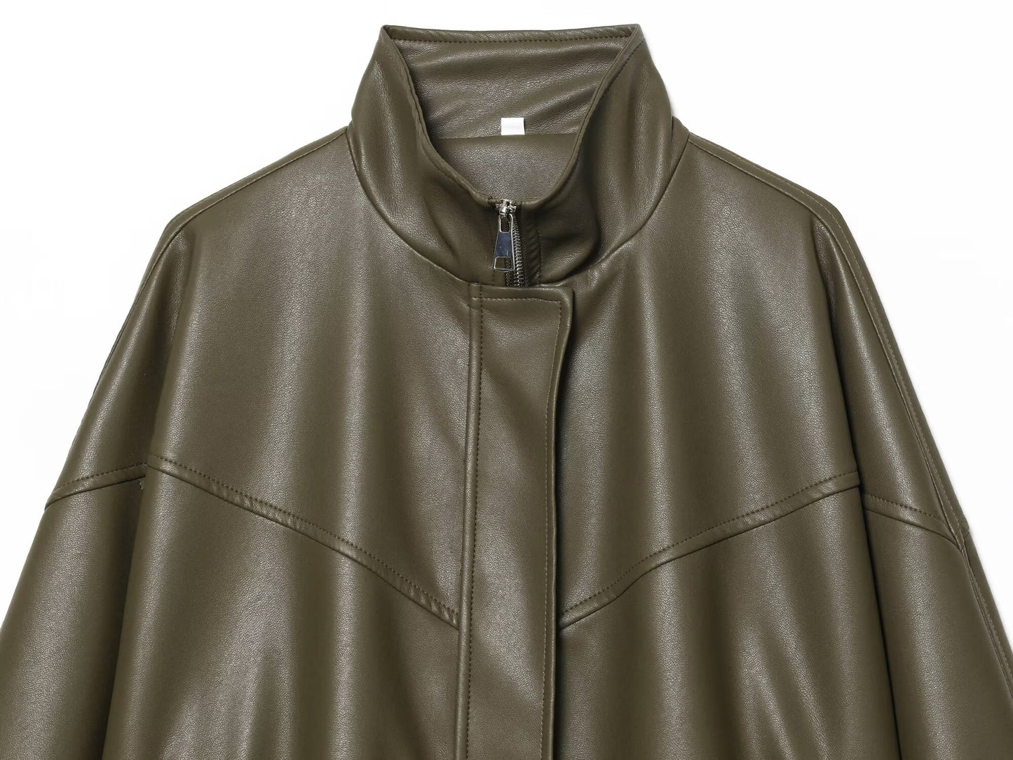 Women's standing collar faux leather pilot jacket Coat