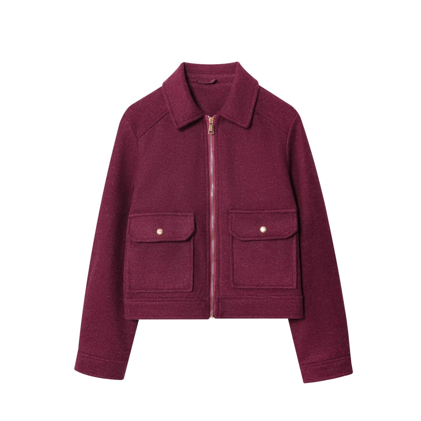 Women's soft textured lapel woolen jacket Coat
