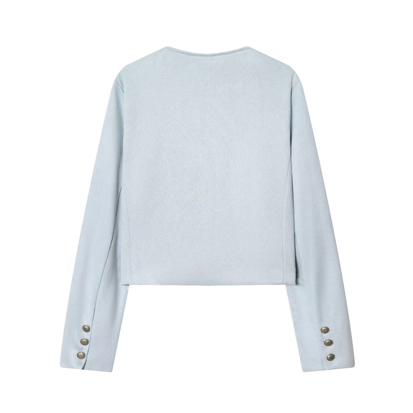 Women's suede texture short O Neck Coat