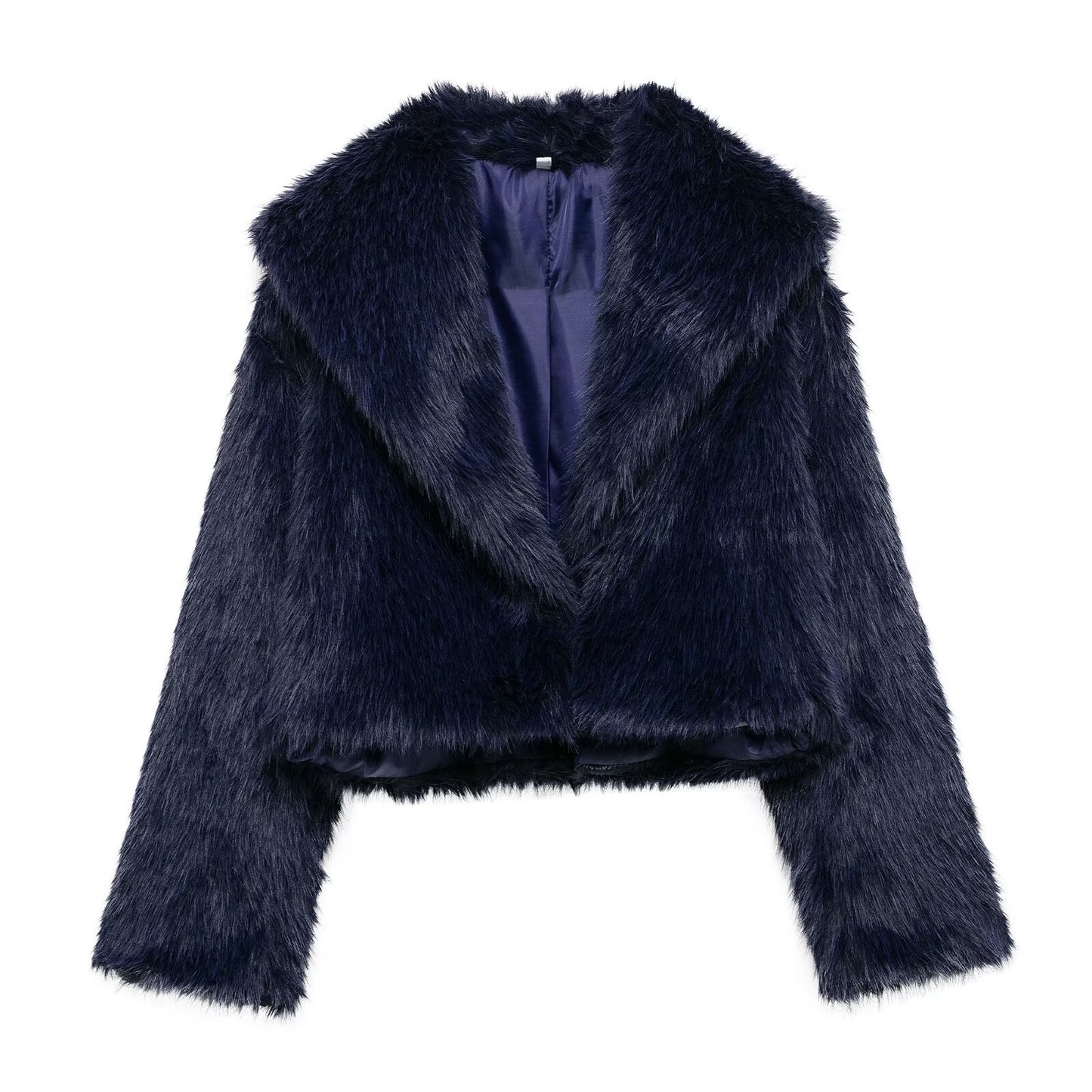 Women's winter fashion Thick warm short faux fur effect lapel fleece coat retro long sleeved button up women's coat chic top