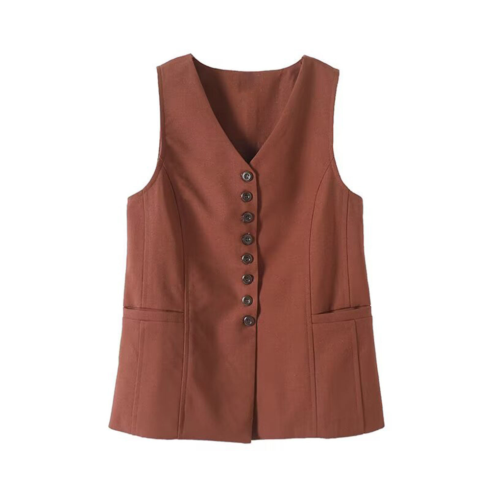 Women's new fashion casual single breasted V-neck suit vest