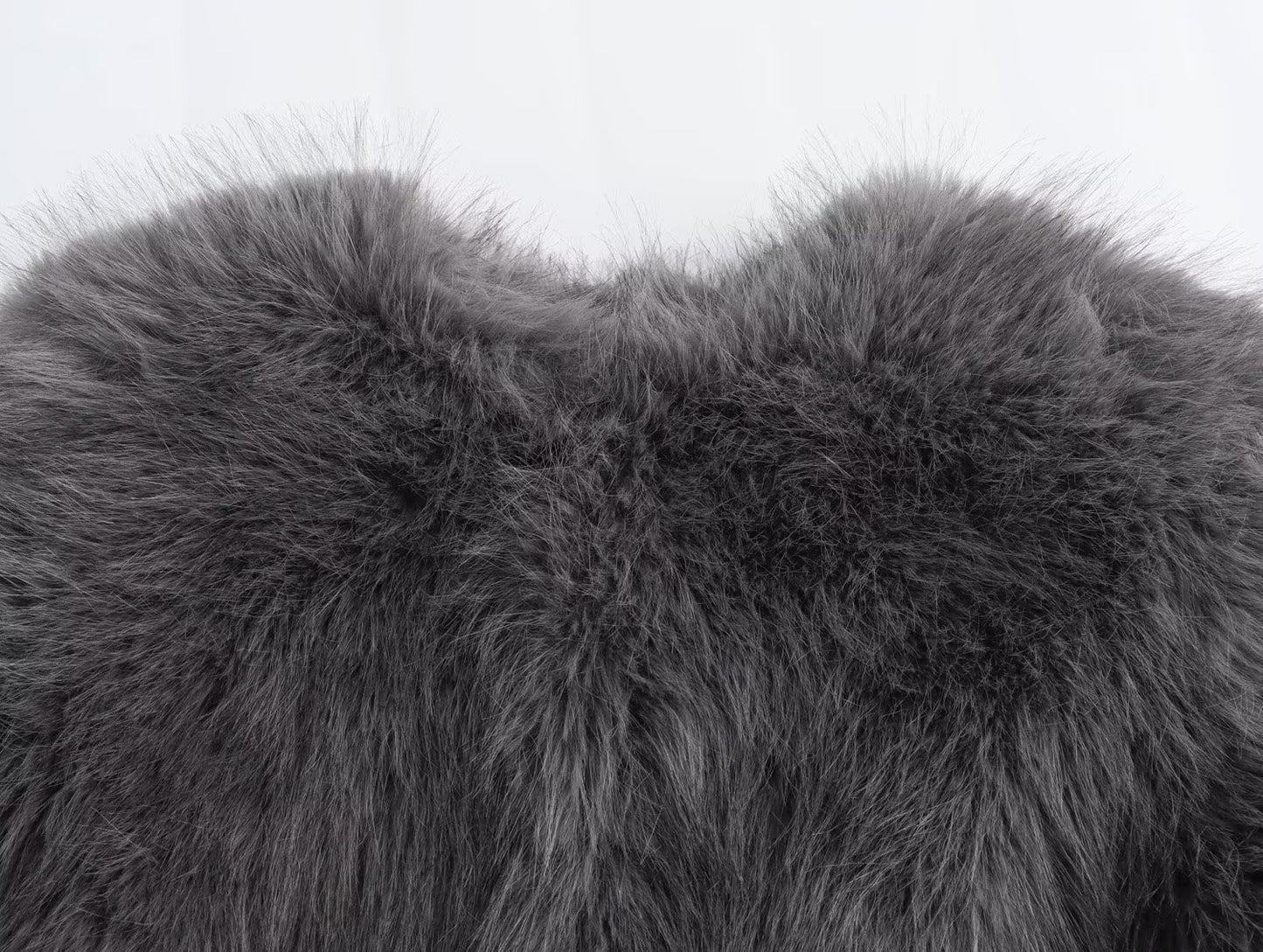 Women's New Artificial fur effect short O Neck jacket Coat