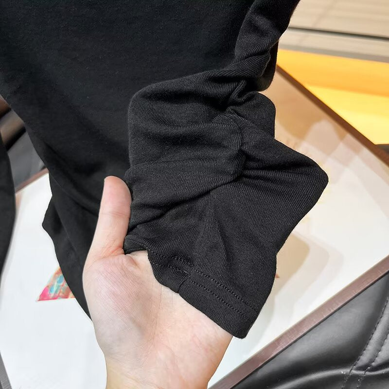 Women's new fashion slanted collar off shoulder knitted T-shirt