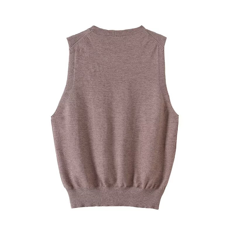 Women's new fashion casual basic style O Neck knitted vest