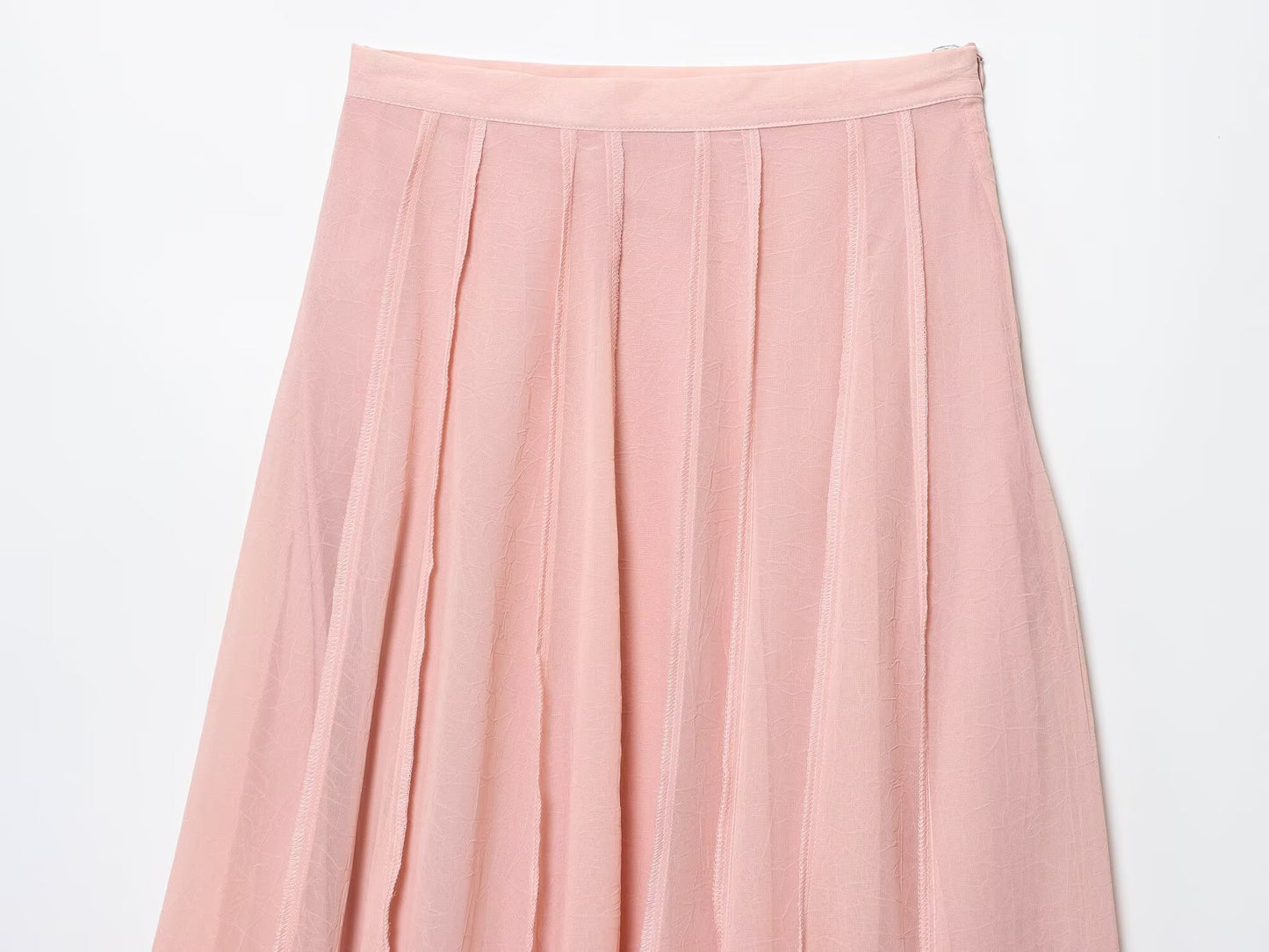 Women's chic fashion line decoration semi transparent MIDI skirt