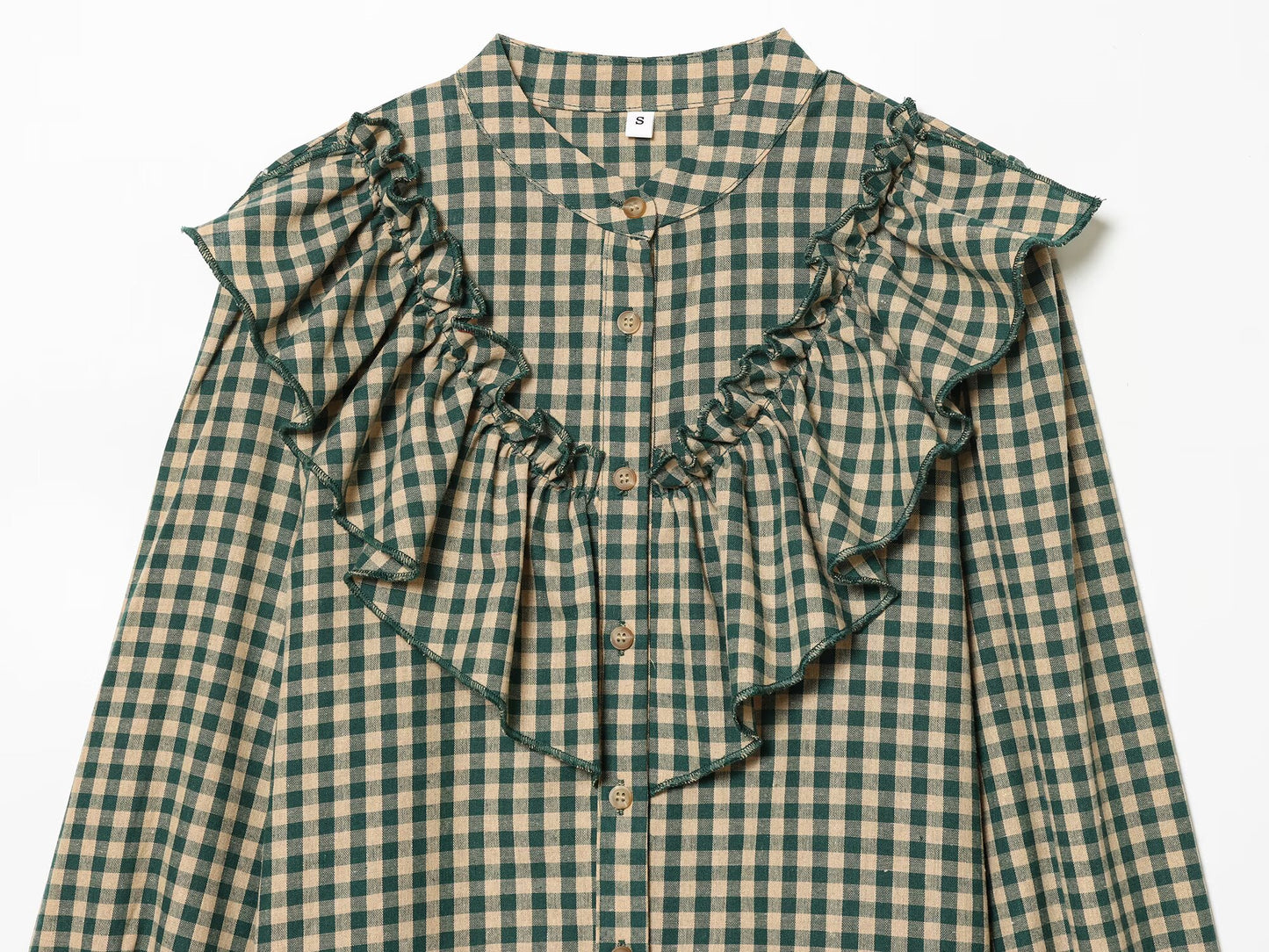 Women's layered decorative casual plaid shirt