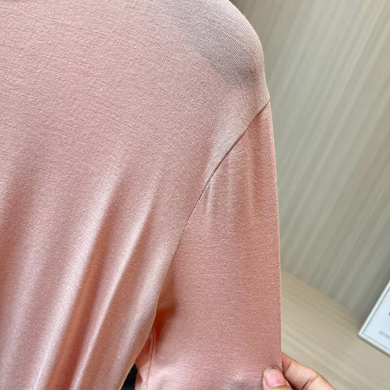 Women's new fashion long sleeved basic style solid base T-shirt