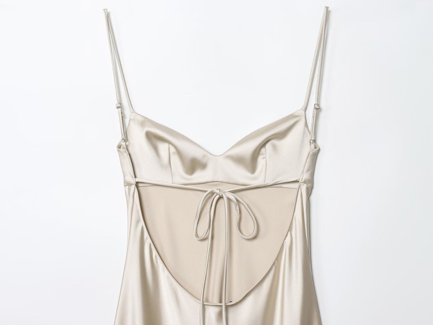 Women's Lace Satin Texture suspender Midi Dress