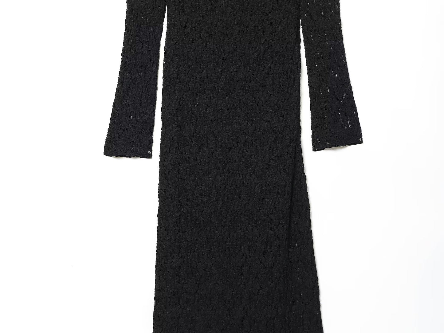 Women's new fashion black lace strapless MIDI dress