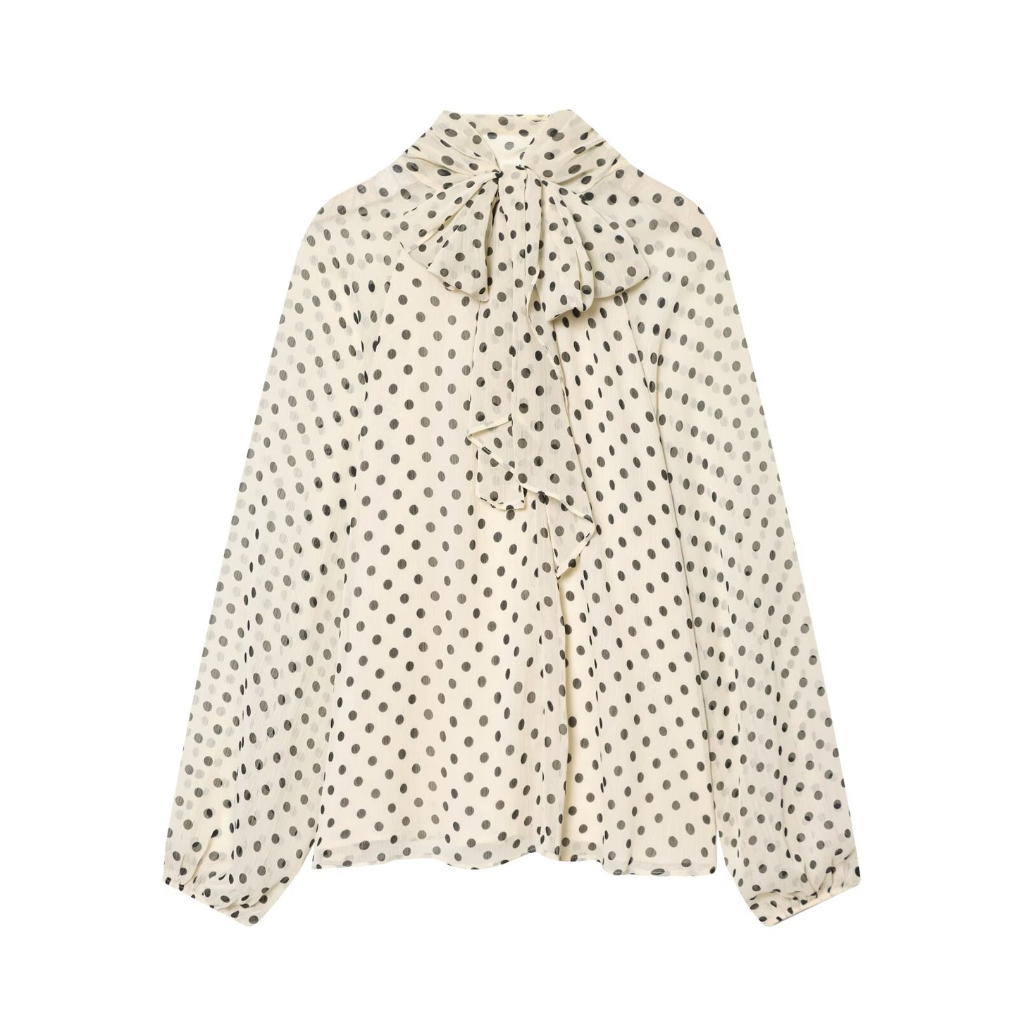 Women's bow decoration polka dot shirt