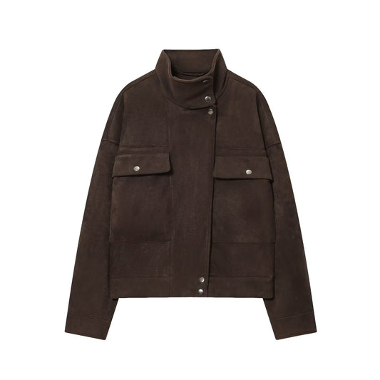 Women's new fashion Anti suede effect casual pilot jacket Coat