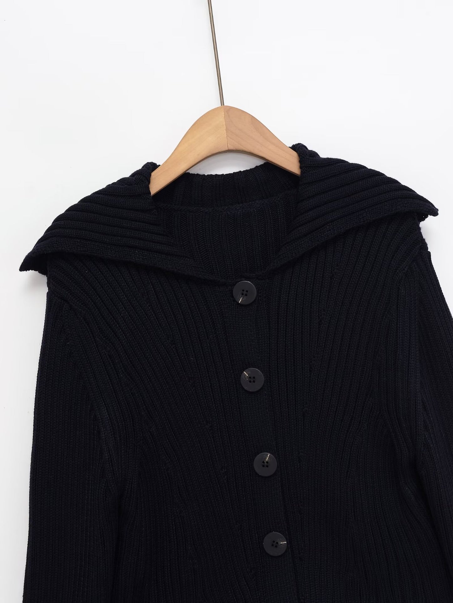 Women's Elastic slim ribbed button knit Coat