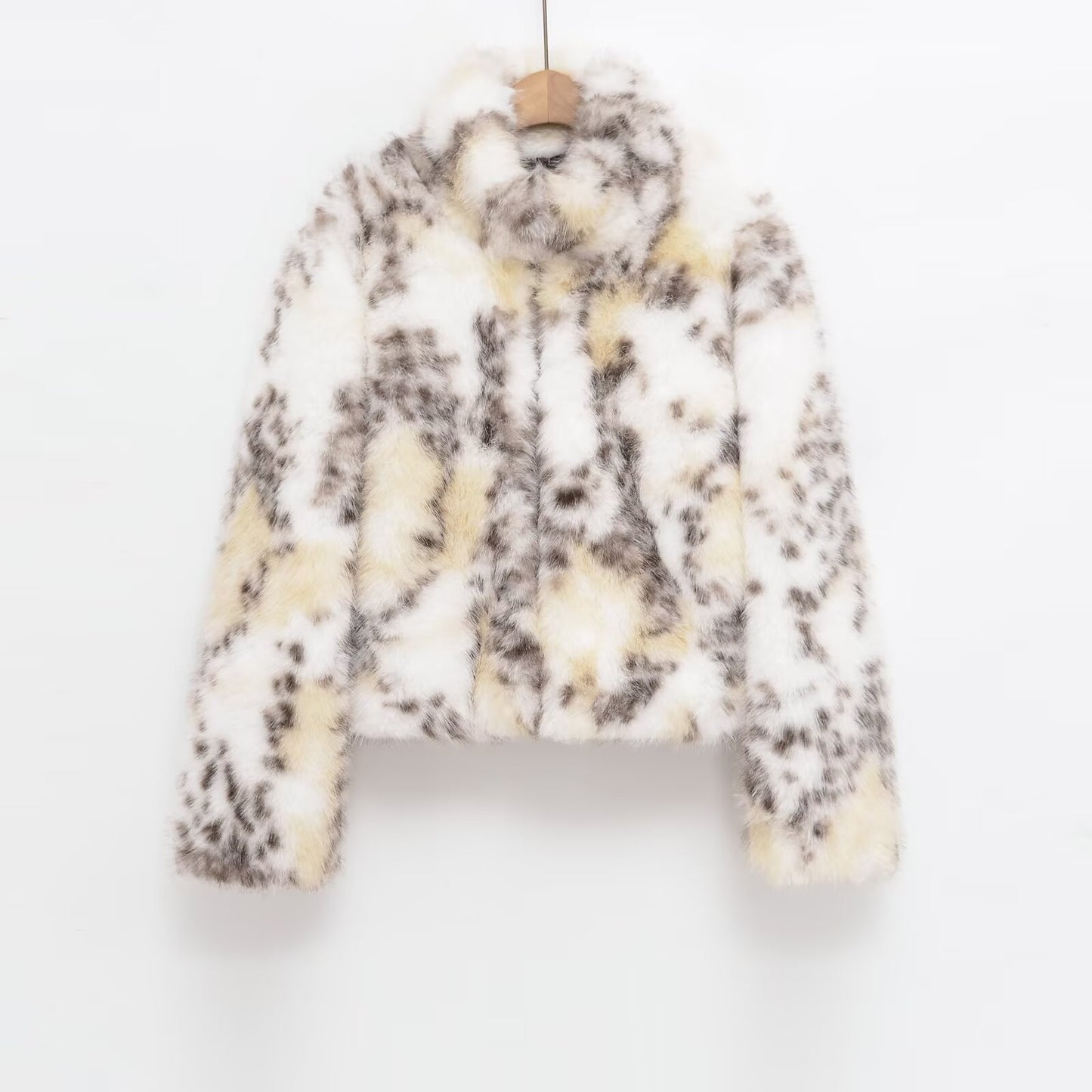 Women's warm standing collar faux fur effect Coat