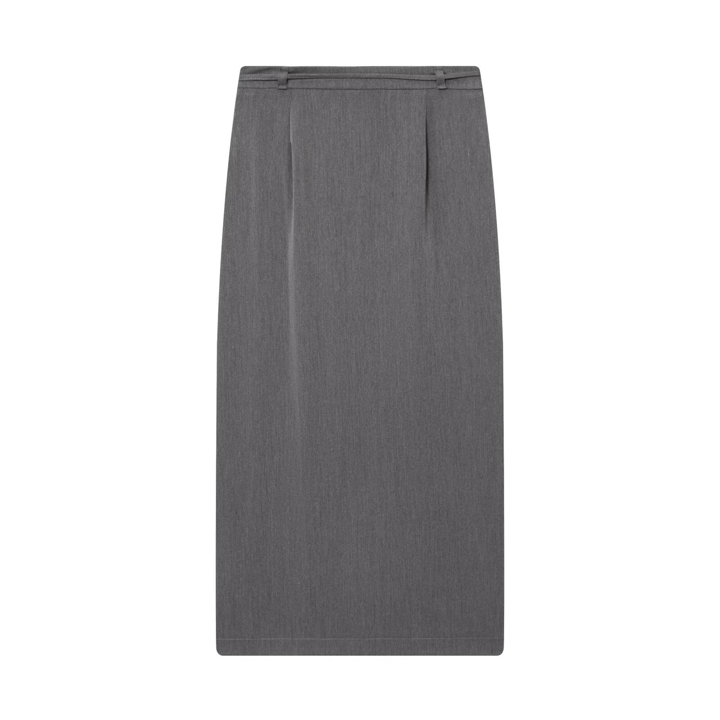 Women's New Fashion With Belt Casual Split Straight Midi Skirt