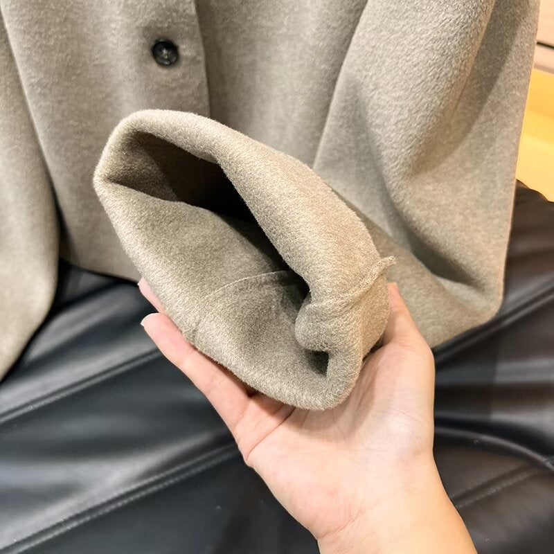 Women's new fashion short high neck woolen coat