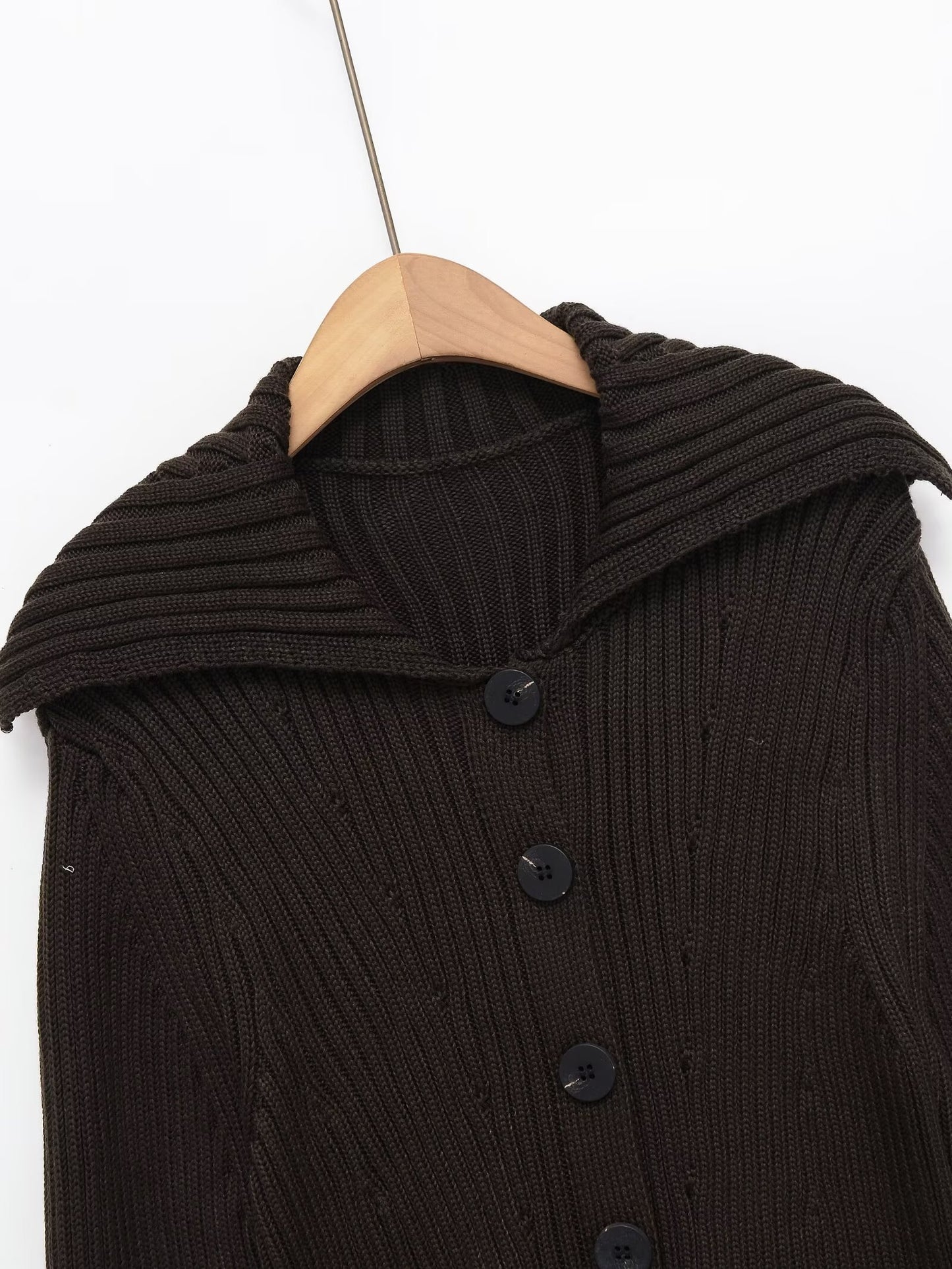 Women's Elastic slim ribbed button knit Coat