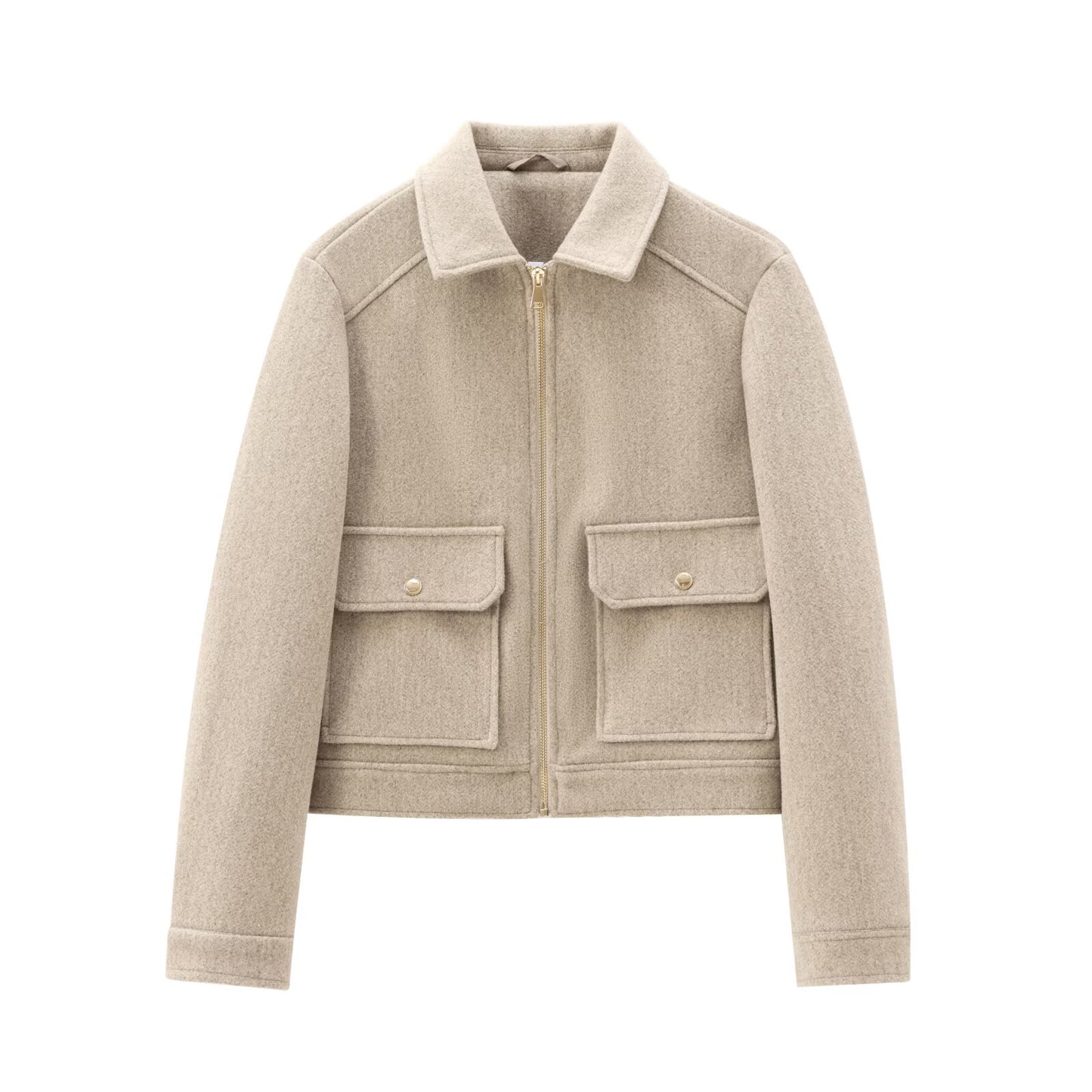 Women's soft textured lapel woolen jacket Coat