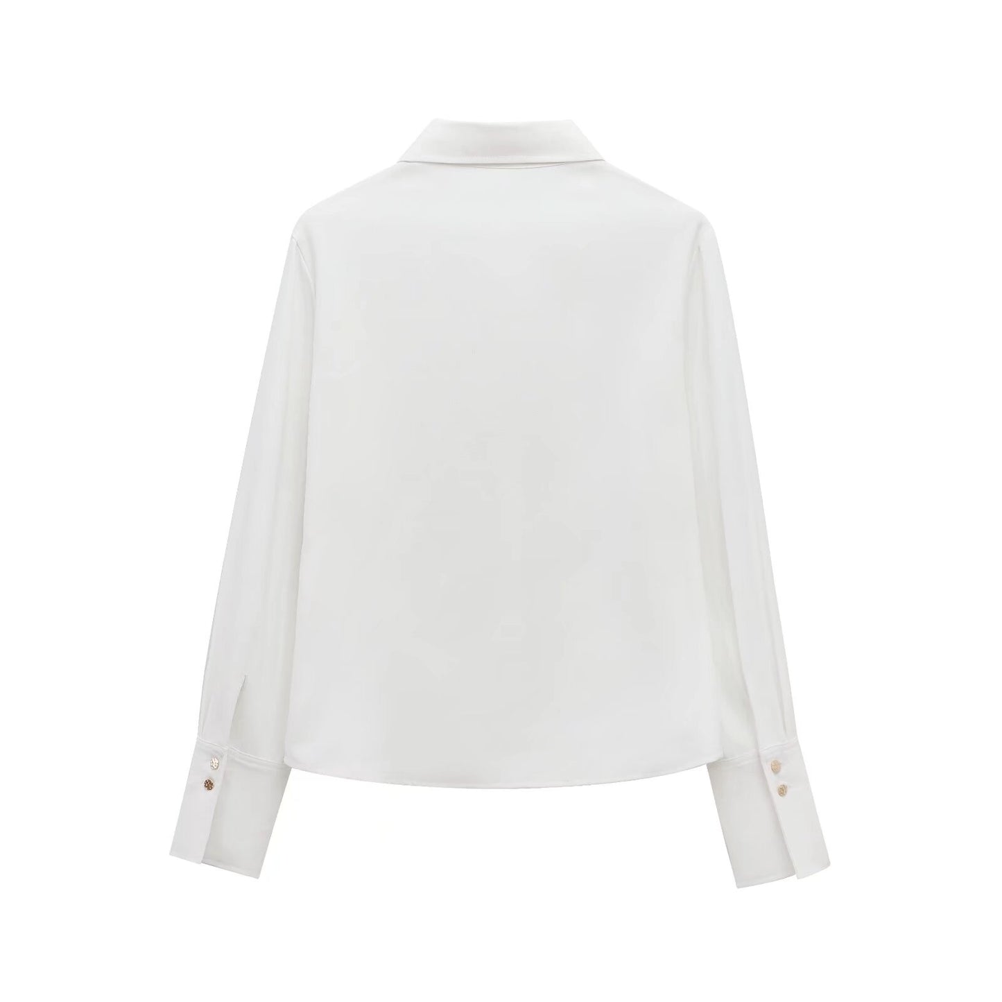 Women's New Fashion Joker Temperament Metallic Button Blouses Retro Long Sleeve Button Blouses Chic Tops. 