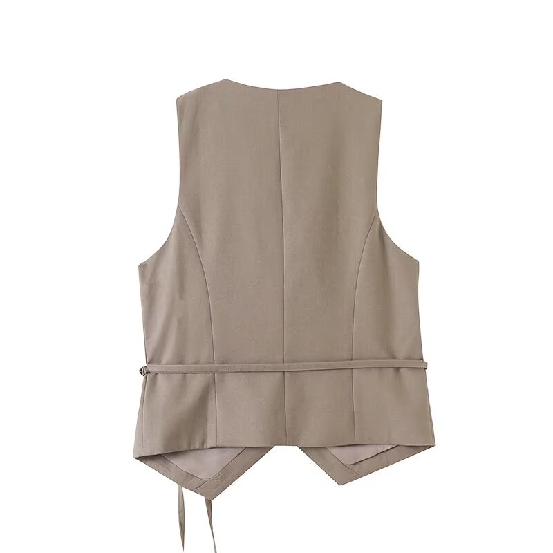 Women's new fashion short cross V-neck suit vest+Pants suit