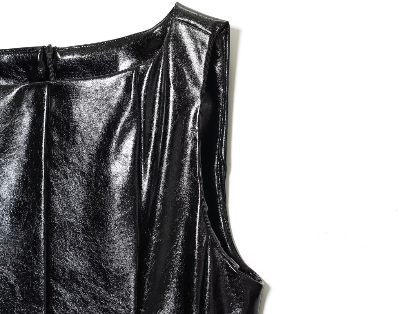 Women's New With Belt Short Faux Leather Effect Top