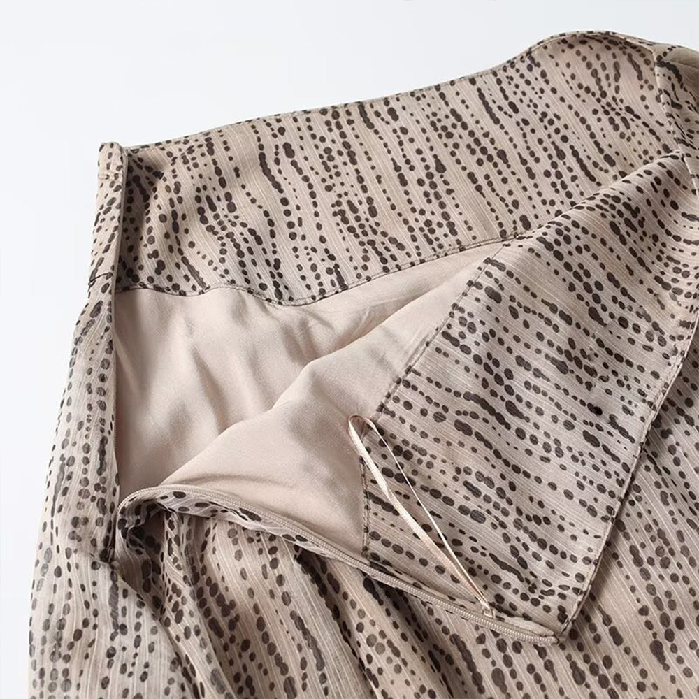 Women's new polka dot print irregular hem MIDI skirt