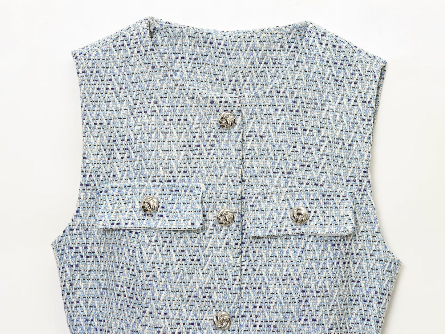 Women's with Belt bead decoration textured vest