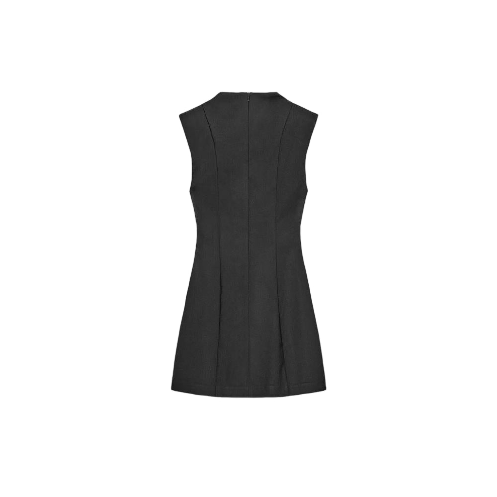 Women's with shoulder pads sleeveless pleated mini dress