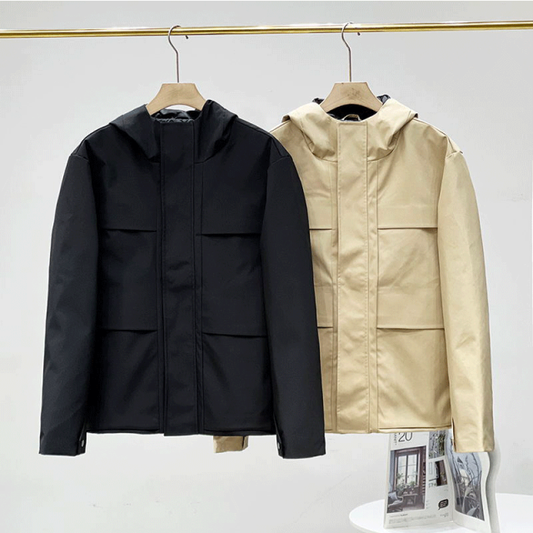 Men's New Fashion Joker Leisure Pocket Decoration Hooded Pie To Overcome Loose Version of Three-in-one Fabric Men's Coat