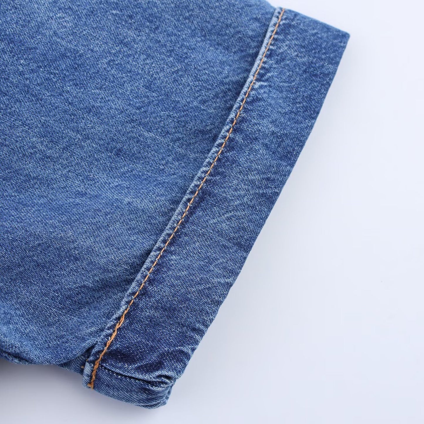 Women's new fashion with Belt short sleeved denim jumpsuit