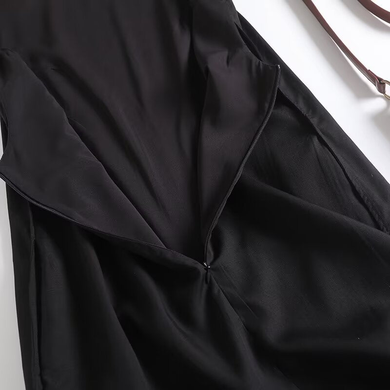 Women's new fashion black sleeveless backless mini dress