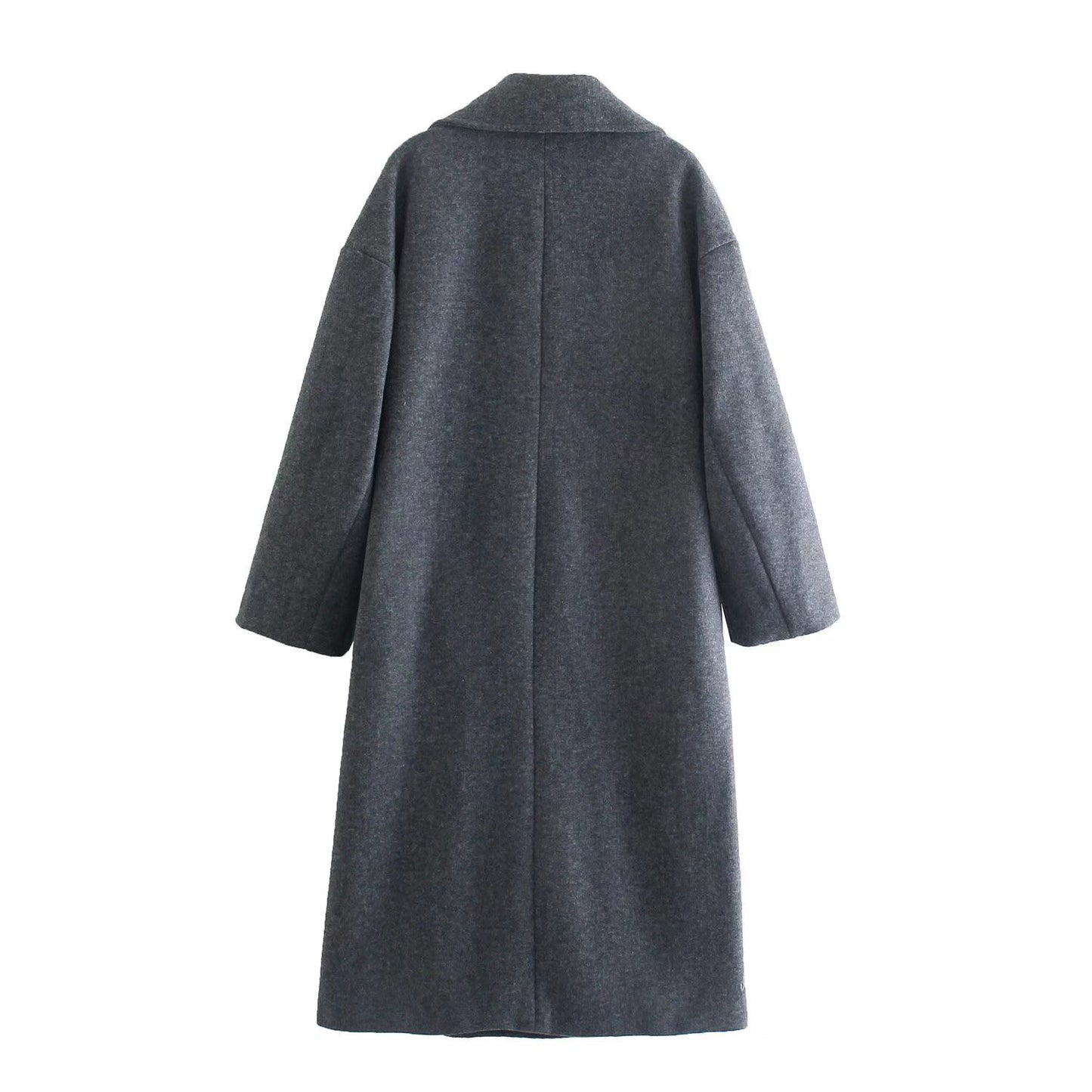 Women's New Fashion Joker Temperament Loose Version Double-breasted Long Coat Retro Long Sleeve Button Chic Coat. 