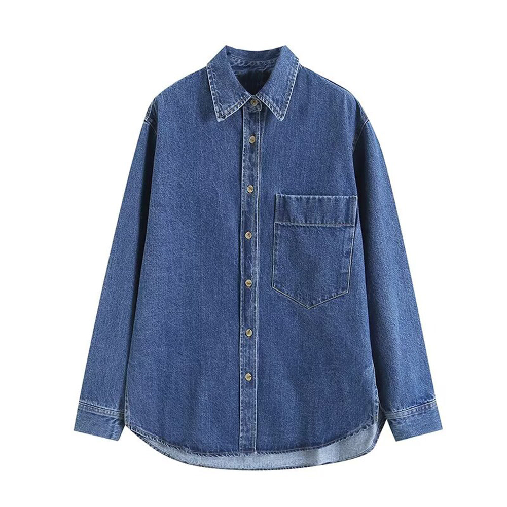 Women's casual neutral style denim shirt Coat