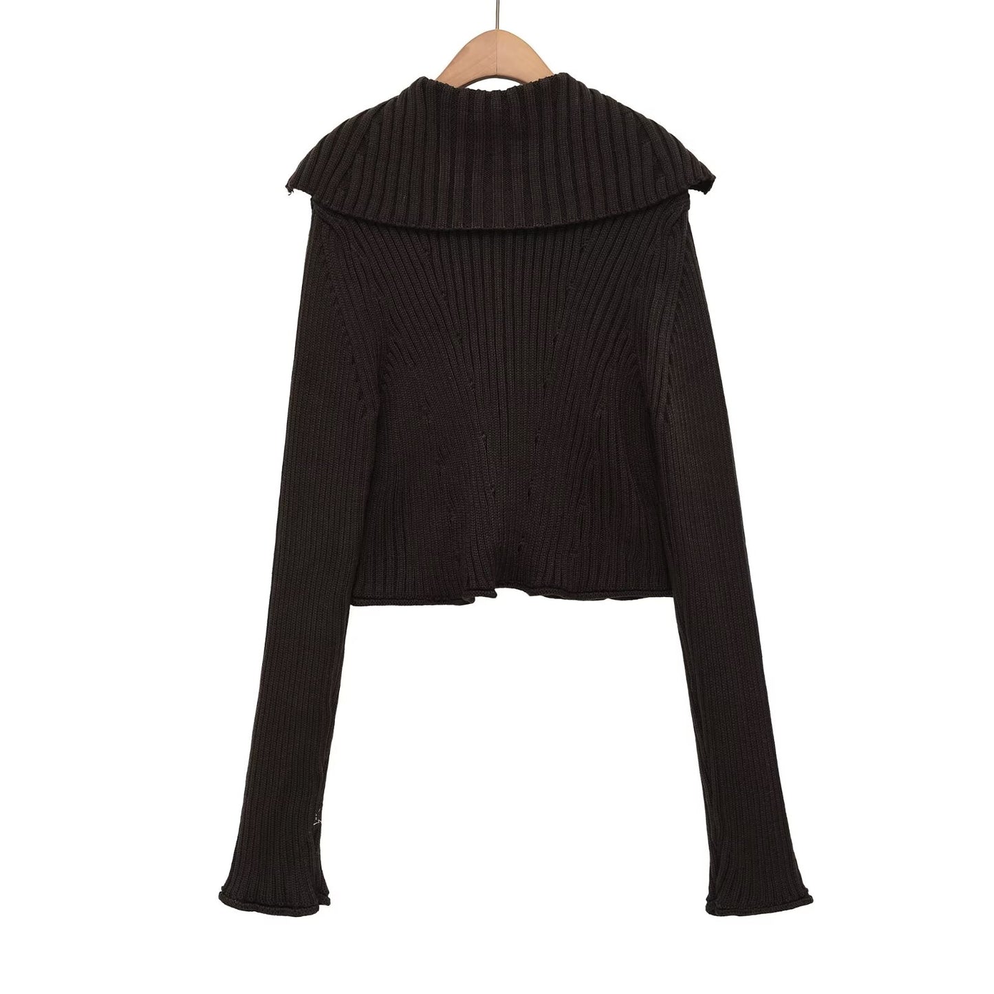 Women's Elastic slim ribbed button knit Coat