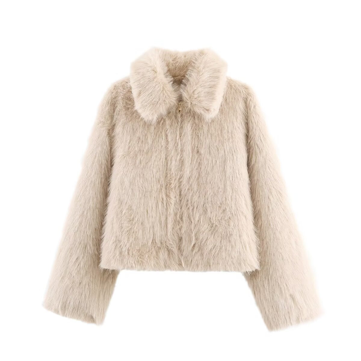 Women's faux fur effect lapel jacket Coat