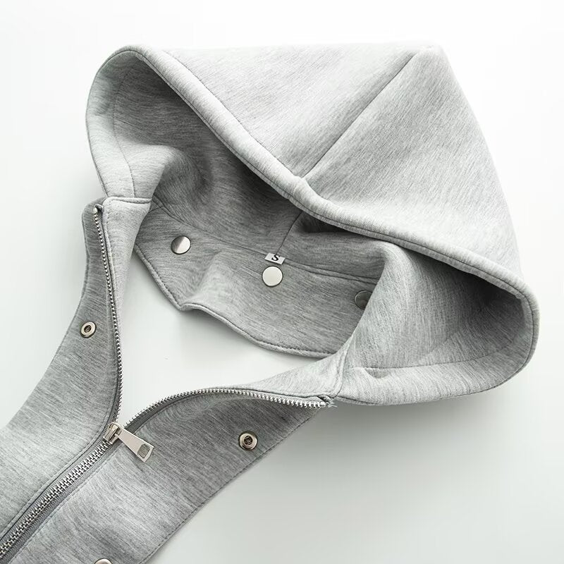 Women's patchwork hooded PU leather jacket Coat